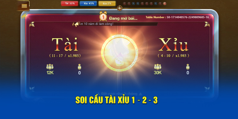 Soi cầu Tài xỉu 1 – 2 – 3